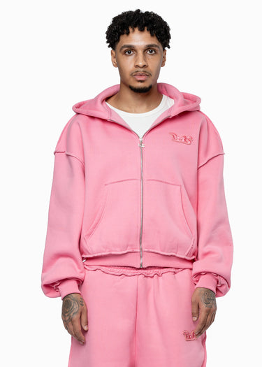 PREMIUM PATCH PINK ZIP HOODIE