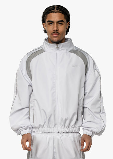BMS WHITE NYLON ZIP HOODIE