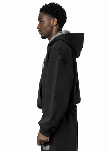 BLACK CAMO GREY ZIP HOODIE