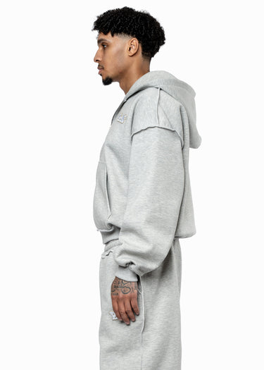 PREMIUM PATCH GREY ZIP HOODIE