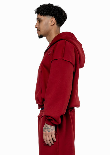 PREMIUM PATCH RED ZIP HOODIE