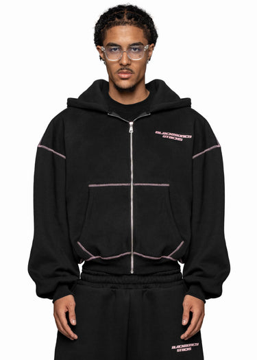 BLACKMONEY BLACK LINE PINK ZIP HOODE