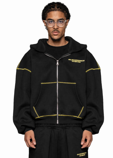 BLACKMONEY BLACK LINE YELLOW ZIP HOODIE
