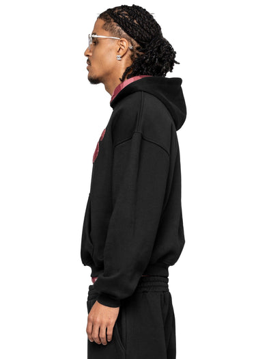 WAFFLE CAMO BLACK BORDEAUX HOODIE 62