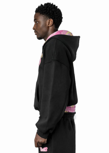 BLACK CAMO PINK ZIP HOODIE