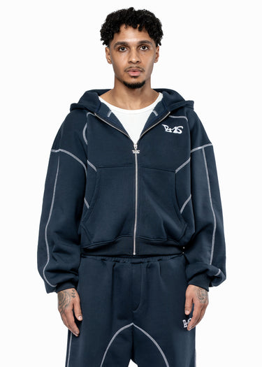 GREY LINE NAVY ZIP HOODIE