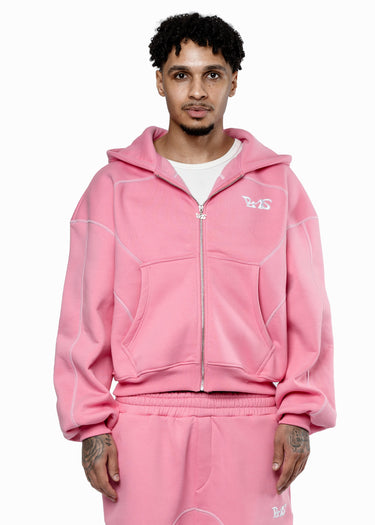 GREY LINE PINK ZIP HOODIE