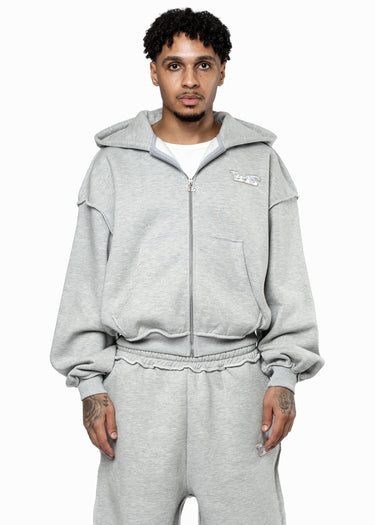 PREMIUM PATCH GREY ZIP HOODIE