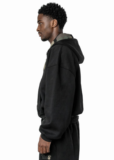 BLACK CAMO GREEN ZIP HOODIE