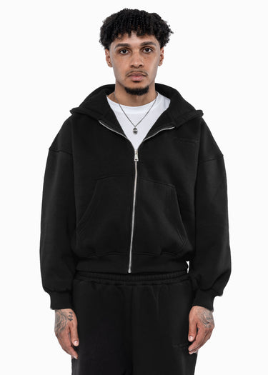 Black On Black Zip Hoodie