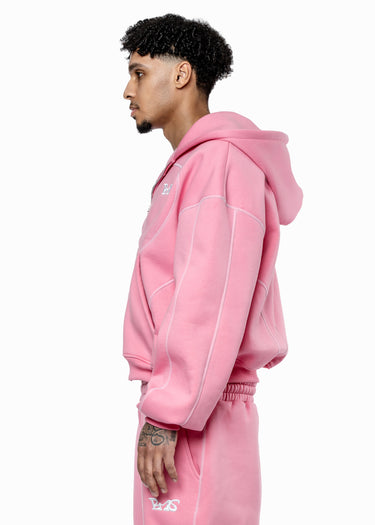GREY LINE PINK ZIP HOODIE