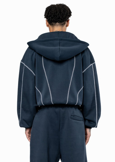 GREY LINE NAVY ZIP HOODIE