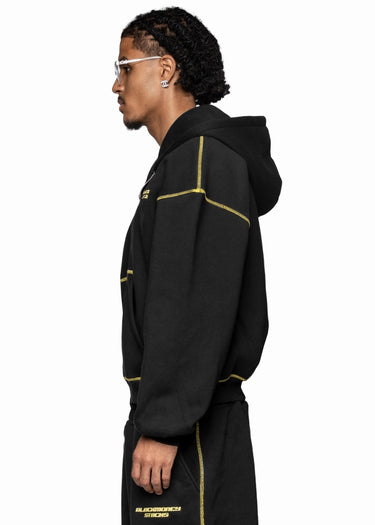 BLACKMONEY BLACK LINE YELLOW ZIP HOODIE