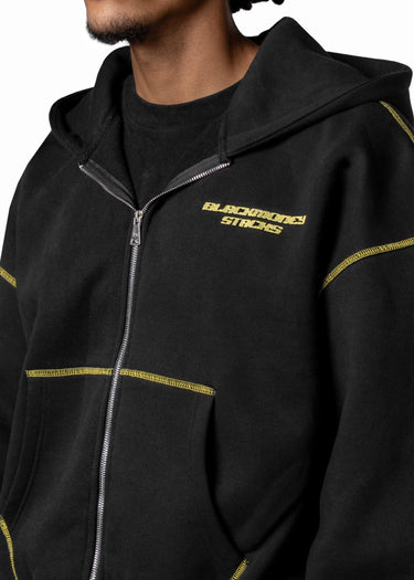 BLACKMONEY BLACK LINE YELLOW ZIP HOODIE