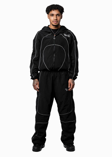 BLACK NYLON TRACKSUIT SET - BMS