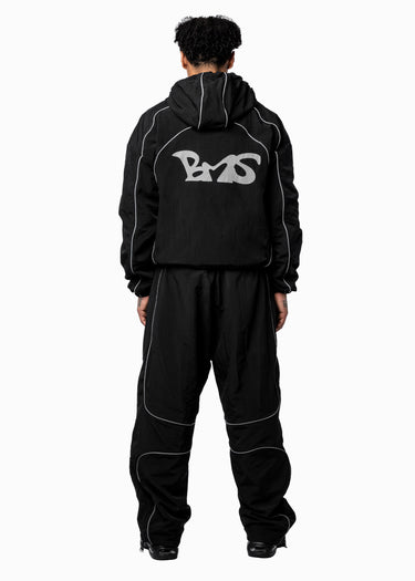 BLACK NYLON TRACKSUIT SET - BMS