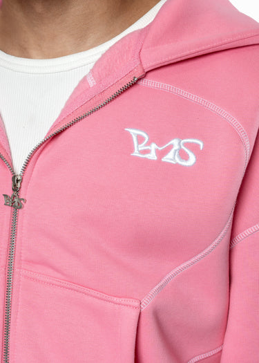 GREY LINE PINK ZIP HOODIE