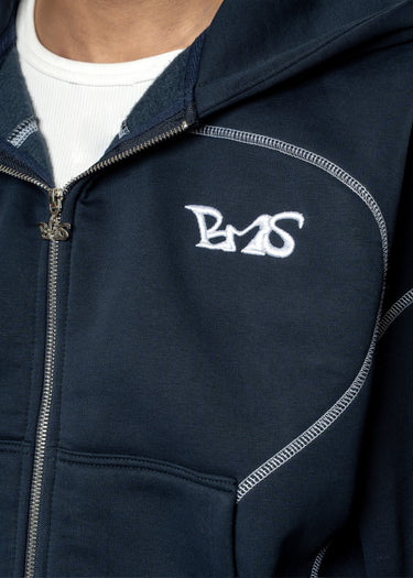 GREY LINE NAVY ZIP HOODIE