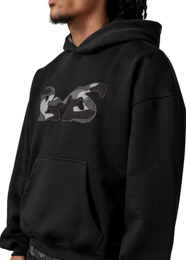 WAFFLE CAMO BLACK BLACK HOODIE hoodie-detail