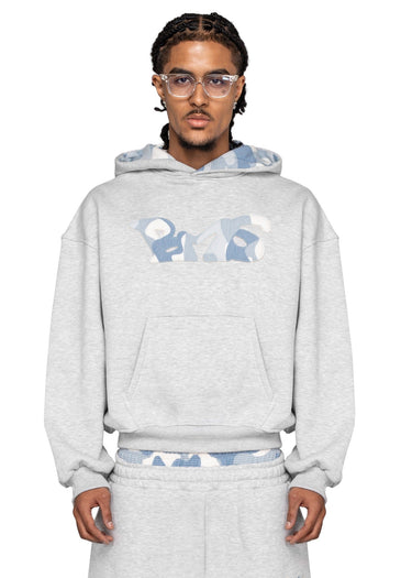 WAFFLE CAMO GREY BABY BLUE HOODIE Front