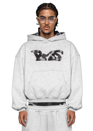 WAFFLE CAMO GREY BLACK HOODIE Front